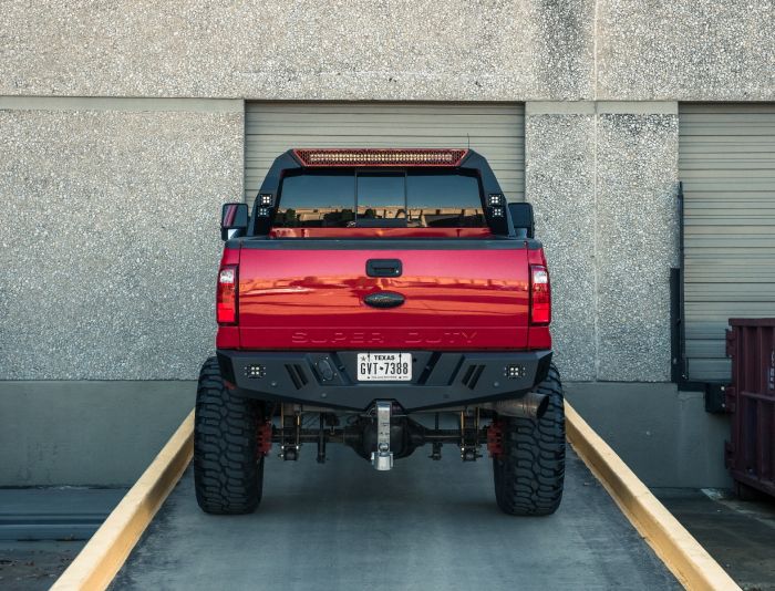 Road Armor 99-20 Ford F-250 iD Headache Rack w/Bedrail Pods/ 40in Center Light Pod/Hyve - Raw - 0