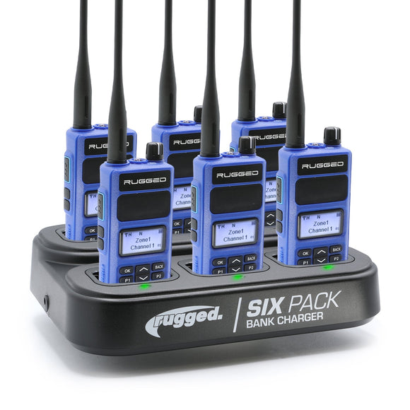 Rugged Radios 6 PACK - Choose Your Business Band Two Way Handheld Radio R1 Blue