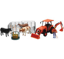 New Ray Toys Kubota Tractor with Figurine, Animals and Fence/ Scale - 1:18-1