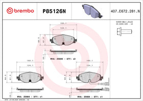 Brembo 15-20 Audi A3/2015 Volkswagen Golf/GTI Front Premium NAO Ceramic OE Equivalent Pad 8V0698151 - 0