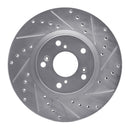 R1 06-15 Honda Civic Si Front Right Drilled & Slotted Silver Brake Rotor-1