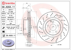 Brembo 00-03 Mercedes-Benz CL500/00-02 S430/S500 Front Premium UV Coated OE Equivalent Rotor A2204212512 - 0