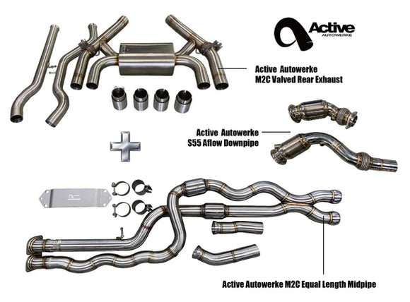 F87 M2C Exhaust Bundle Aflow equal length (rear + EL mid + Aflow DP) carbon/black 2019+ M2 Competition