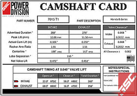 GSC P-D B Series VTEC Turbo Profile T1 Cams 288/276 Billet - 0