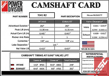 GSC P-D Nissan Skyline R32/R33 RB26DETT R2 Camshafts 282/282 Billet (Requires Head Modification)