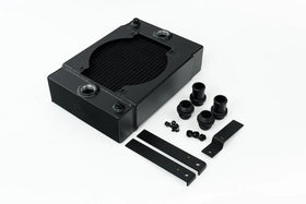 The KING Cooler - Ultimate Drag Race Radiator w/ SPAL Fan & Mounting Kit - Black - 0