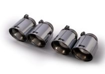 Remus Stainless Steel 102mm Short Style Angled Straight Cut Chrome Tail Pipe Set (Quad Tips)