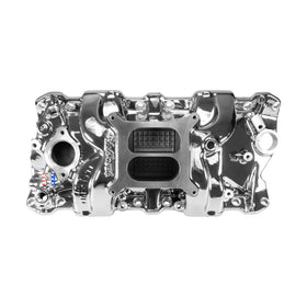 EDELBROCK Performer RPM Small Block Chevy Intake Manifold, Chrome Plasma Finish