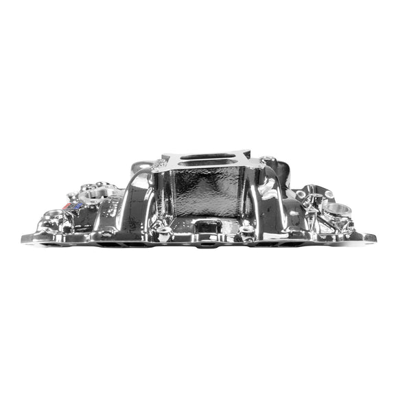 EDELBROCK Performer RPM Small Block Chevy Intake Manifold, Chrome Plasma Finish