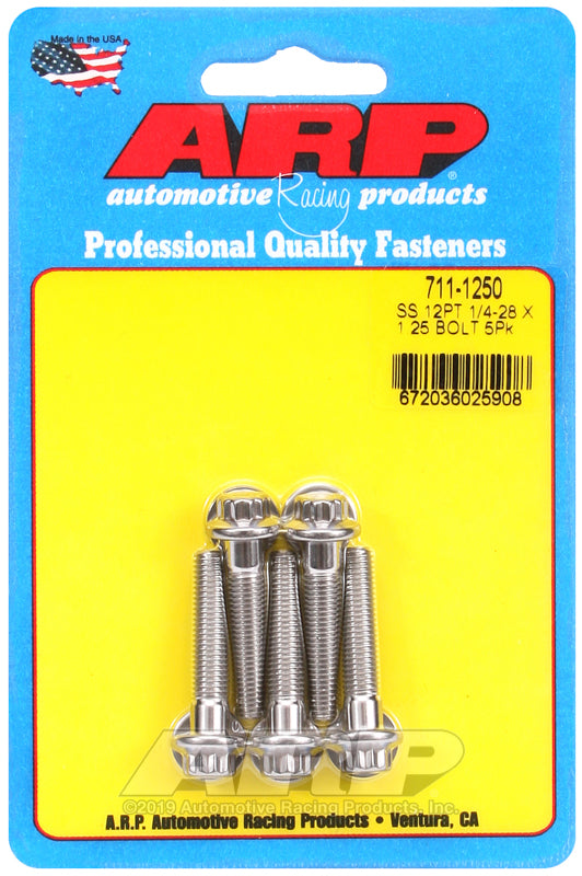 1/4-28 X 1.250 SS 12PT 5PK