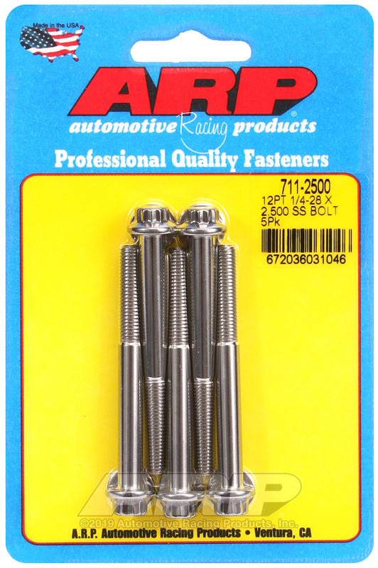 1/4-28 X 2.500 SS 12PT 5PK
