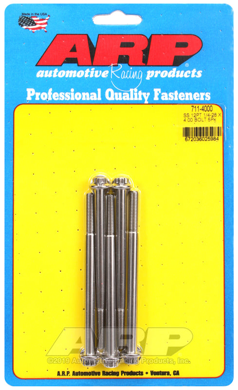 1/4-28 X 4.000 SS 12PT 5PK