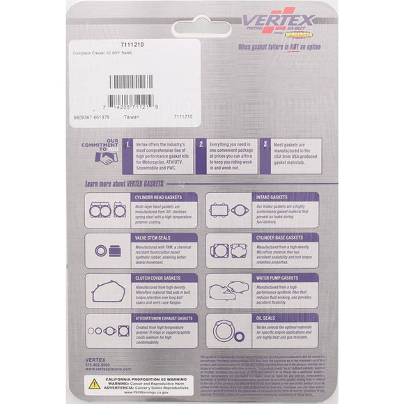 Vertex Gaskets 1977 Moto ski Nuvik 343 Early Model FC/2 Complete Gasket Kit w/ Oil Seals