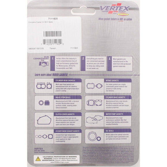 Vertex Gaskets 88-91 Yamaha VK 540 Complete Gasket Kit w/ Oil Seals