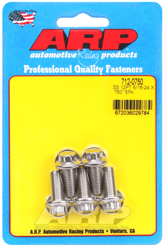 ARP 5/16-24 x .75in Lenght 12pt SS Bolts (5/pkg)