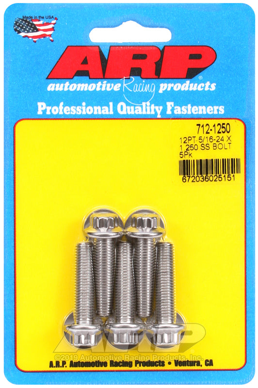 ARP 5/16in-24 x 1.250 12pt SS Bolts (5/pkg)