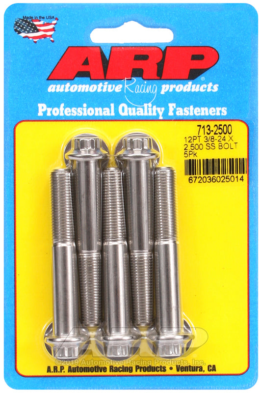 ARP 3/8in -24 x 2.500 12pt SS Bolts (5/pkg)