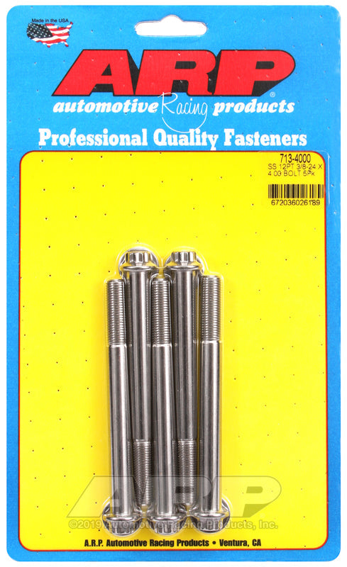 3/8-24 X 4.000 SS 3/8 12PT 5PK