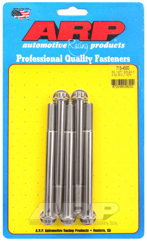 ARP 3/8in -24 x 4.500 12pt SS Bolts (5/pkg)