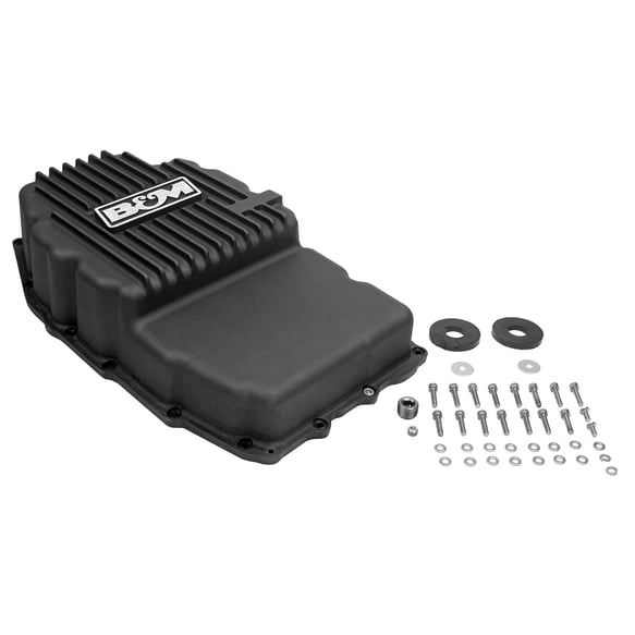 B&M CAST TRANS PAN. 2019+ GM 8L90. BLACK