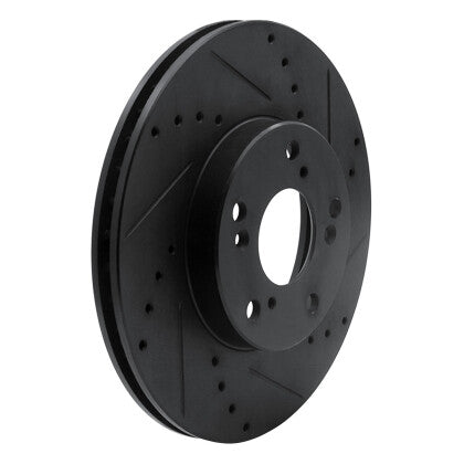 R1 06-15 Honda Civic Front Right Drilled & Slotted Black Brake Rotor