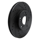 R1 06-15 Honda Civic Front Right Drilled & Slotted Black Brake Rotor-2