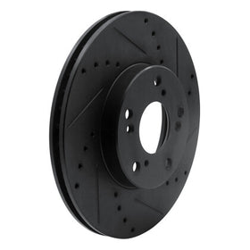 R1 06-15 Honda Civic Front Right Drilled & Slotted Black Brake Rotor - 0