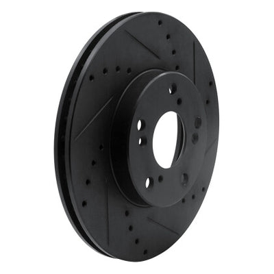 R1 06-15 Honda Civic Front Right Drilled & Slotted Black Brake Rotor - 0