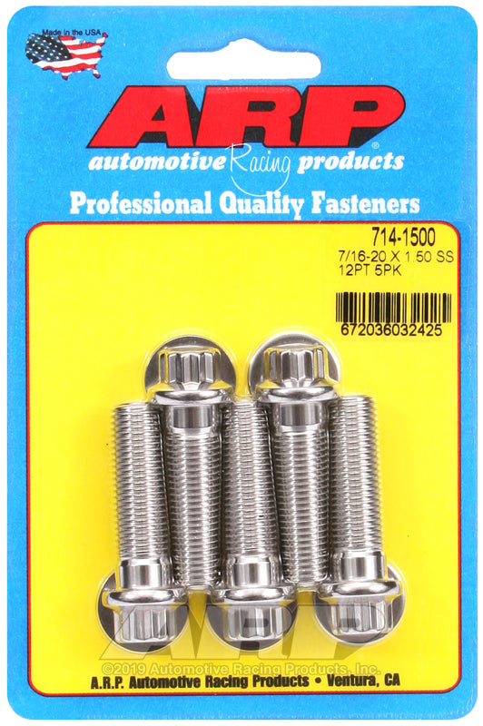 7/16-20 X 1.500 SS 12PT 5PK