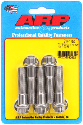7/16-20 X 1.750 SS 12PT 5PK