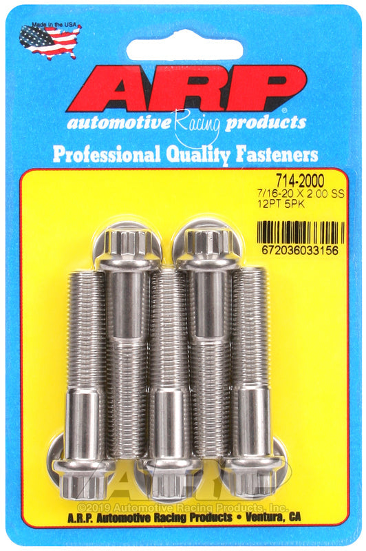 7/16-20 X 2.000 SS 12PT 5PK
