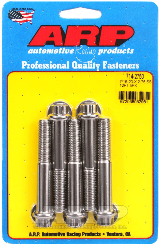 7/16-20 X 2.750 SS 12PT 5PK