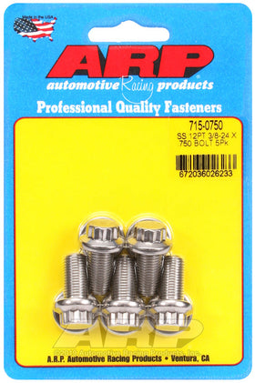 ARP 3/8 in.-24 RH Thread, 0.750 in 12 Point SS 300 Bolts - Set of 5
