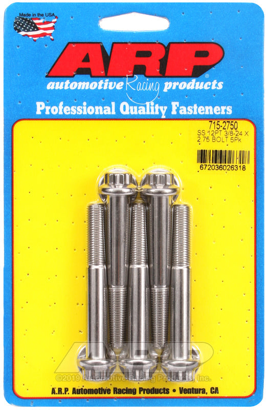 3/8-24 X 2.750 SS 12PT 5PK
