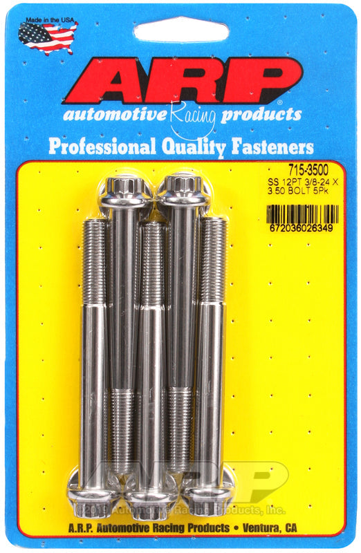 3/8-24 X 3.500 SS 12PT 5PK
