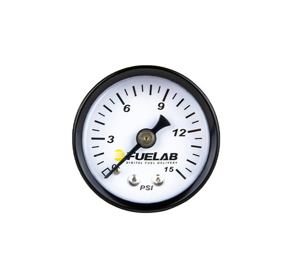 Fuelab 1.5in Carb Fuel Pressure Gauge - Range 0-15 PSI