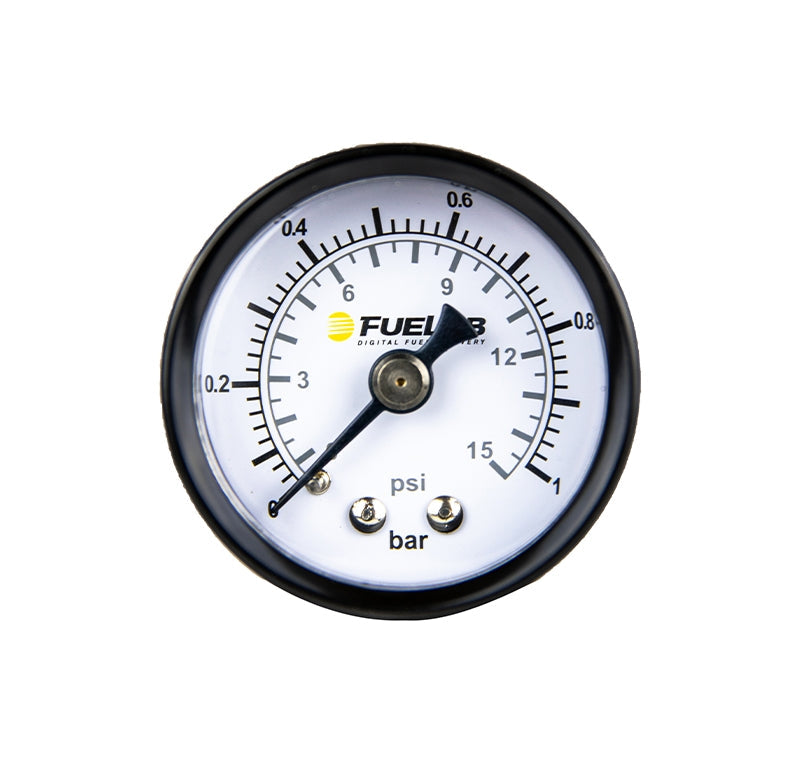 Fuelab 1.5in Carb Fuel Pressure Gauge - Range 0-15 PSI (Dual Bar/PSI Scale)