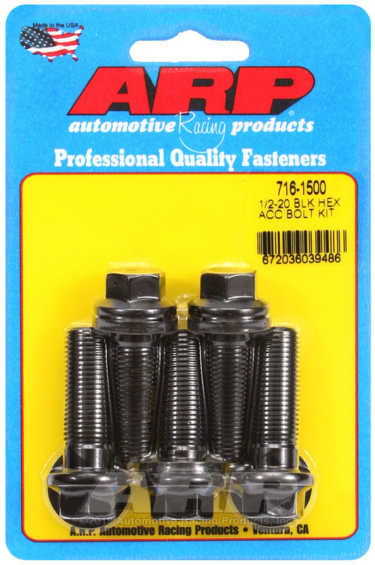 1/2-20 X 1.500 BLK HEX 5PK