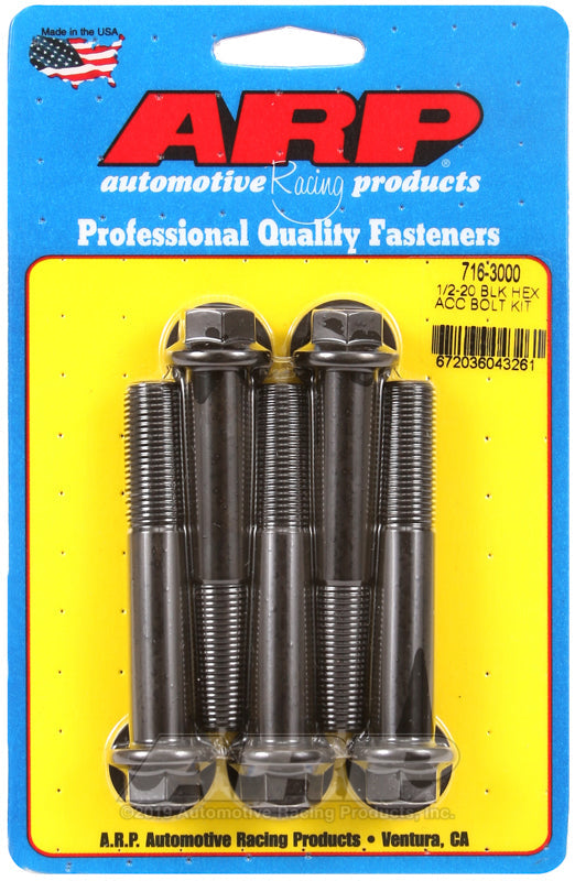 1/2-20 X 3.000 BLK HEX 5PK