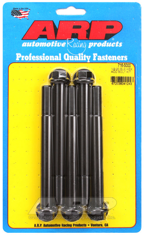 1/2-20 X 5.000 BLK HEX 5PK