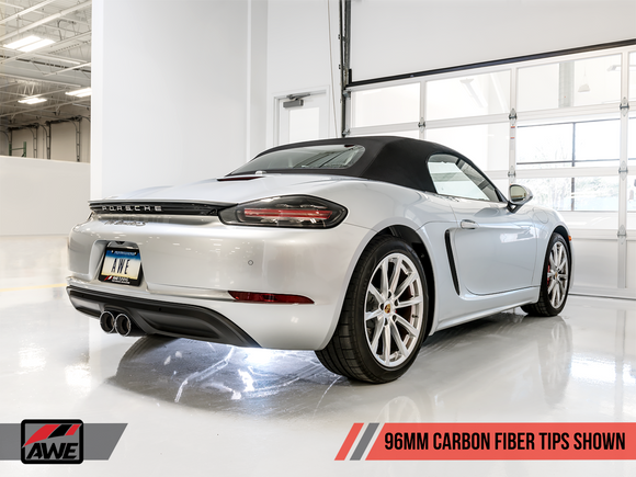 AWE Track Edition Exhaust for Porsche 718 Boxster / Cayman - Carbon Fiber Tips