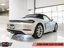 AWE Track Edition Exhaust for Porsche 718 Boxster / Cayman - Chrome Silver Tips-3