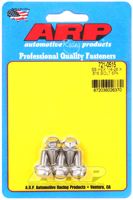 ARP 1/4-28 x 0.515 Hex SS Bolts (5/pkg)