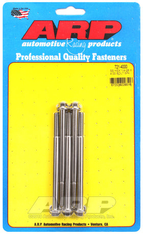 1/4-28 X 4.000 SS HEX 5PK