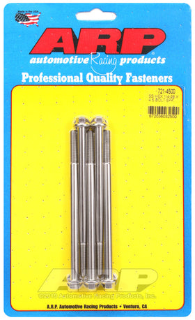 1/4-28 X 4.500 SS HEX 5PK