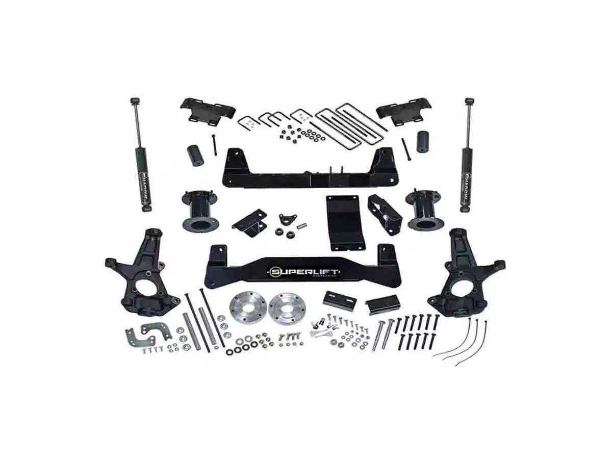 Superlift 14-18 Chevy Silv 1500 4WD 6.5in Lift Kit w/Alum/Stamped Steel Cntrl Arms & SLF Rear Shocks
