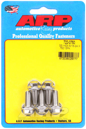 ARP 5/16 in.-24 RH Thread, 0.750 in Hex Head SS 300 Bolts - Set of 5