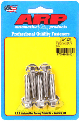 ARP 5/16 in.-24 RH Thread, 1.250 in Hex Head SS 300 Bolts - Set of 5