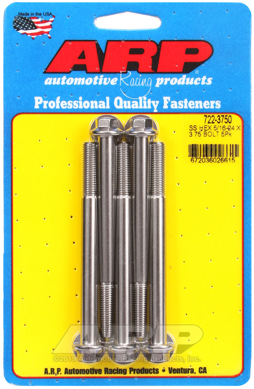 5/16-24 X 3.750 SS HEX 5PK