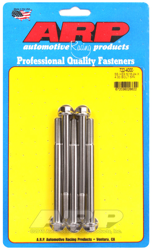 5/16-24 X 4.000 SS HEX 5PK